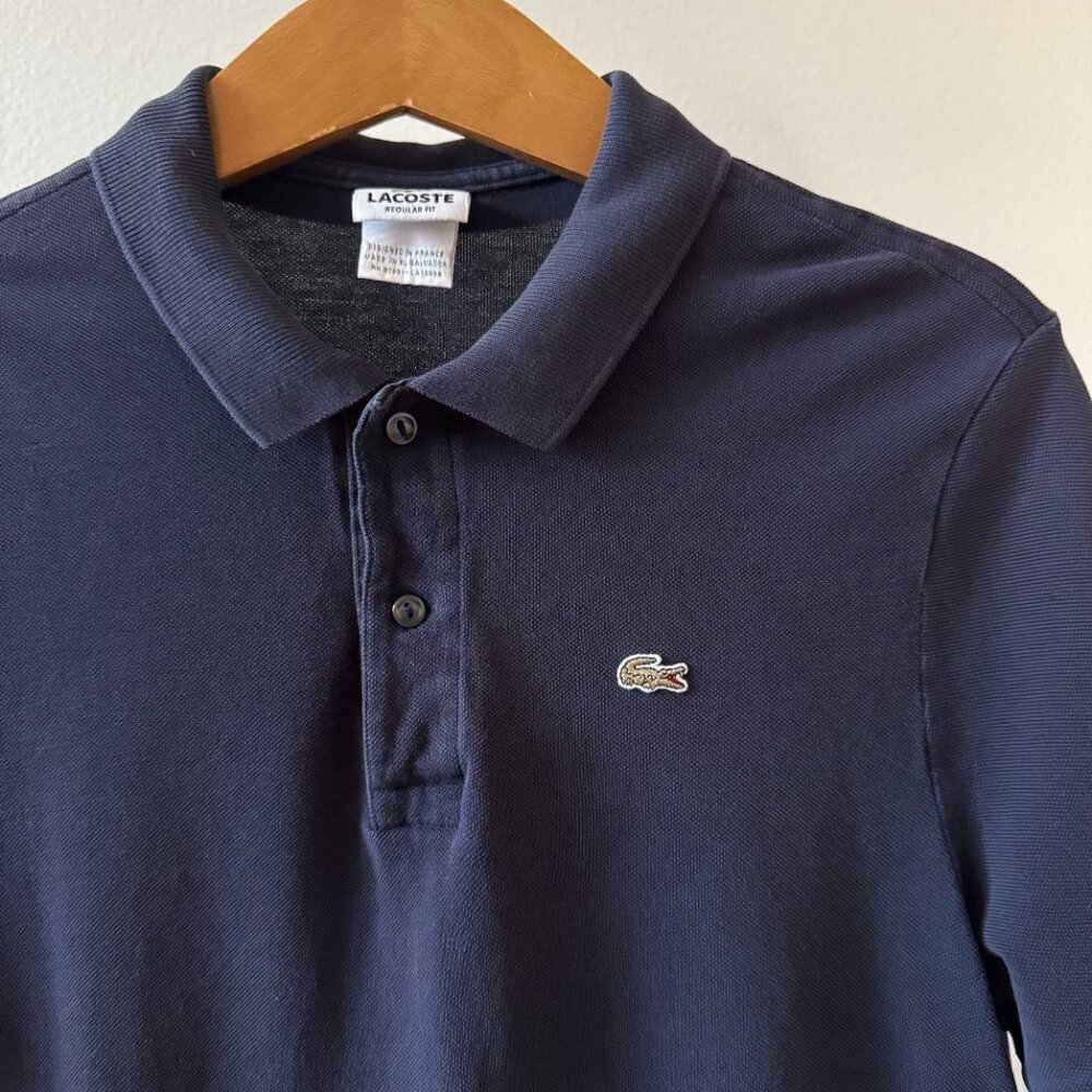 Lacoste Mens Polo Navy Size 6 Classic Fit Vintage “Designed in France” - Picture 8 of 13
